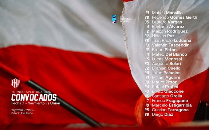 Unión visita a Sarmiento, los convocados