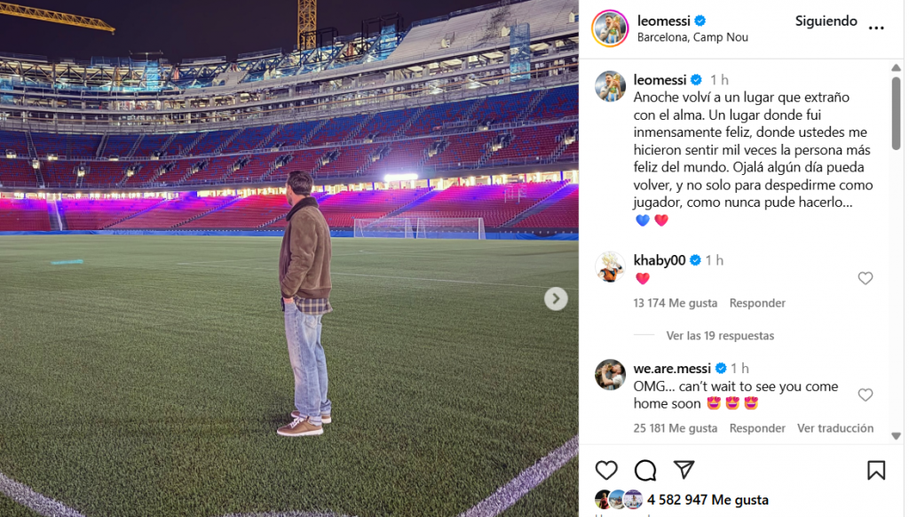 Messi vuelve al Camp Nou y lanza un 'dardo' a Laporta: Ojalá algún día pueda volver.