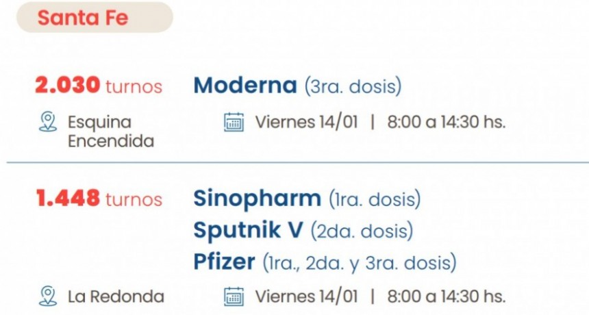 Vacunaci&oacute;n Santa Fe viernes.