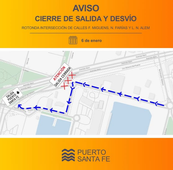 Readecuarán la rotonda de Avenida Alem y Belgrano: principales cambios en la entrada y salida a la zona portuaria de Santa Fe