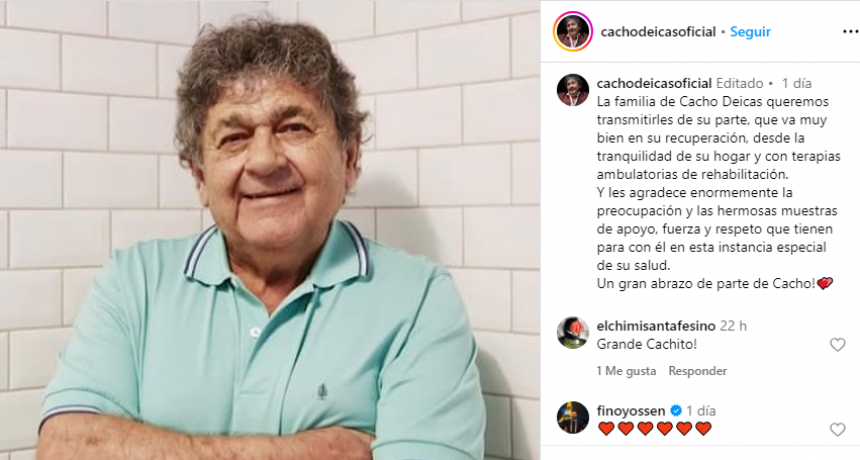 La familia de Cacho Deicas agradeci&oacute; las muestras de apoyo por su salud