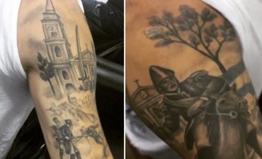 Un futbolista se tatu&oacute; la batalla de San Lorenzo