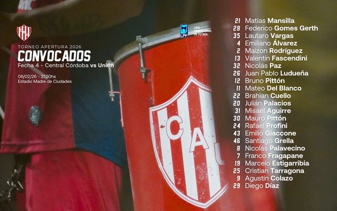 Los convocados en Unión para visitar a Central Córdoba