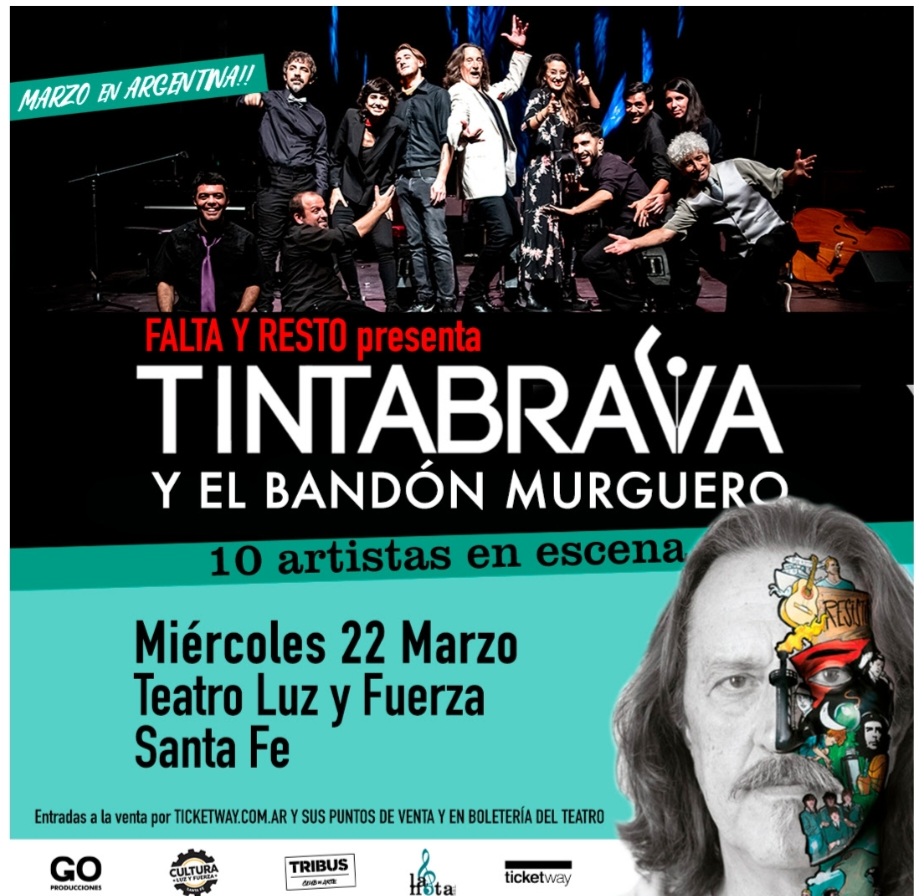 Falta y Resto presenta Tintabrava y el Band&oacute;n Murguero en el Teatro Luz y Fuerza