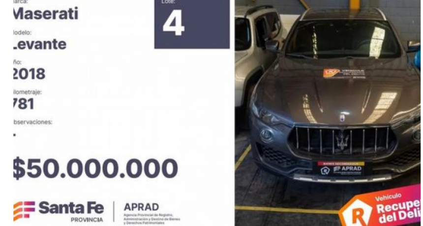 Subastar&aacute;n una lujosa Maserati incautada a narcos con s&oacute;lo 780 kil&oacute;metros