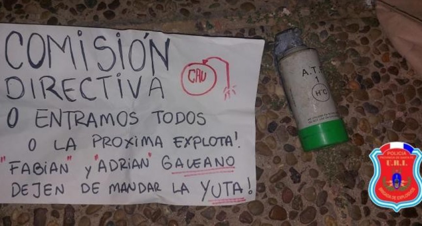 Colocaron una granada y dejaron una nota en la puerta de la sede de Uni&oacute;n