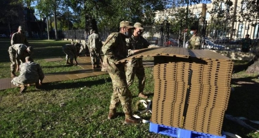 El hospital de campa&ntilde;a comenz&oacute; a instalarse en el Liceo Militar