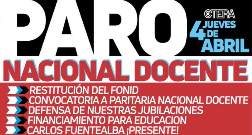 Amsaf&eacute; se suma al paro docente nacional convocado por CTERA para este jueves