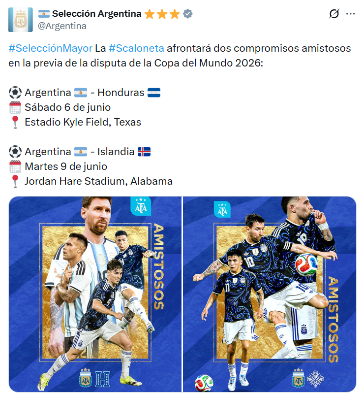 Argentina confirm&oacute; sus amistosos previos a la Copa del Mundo