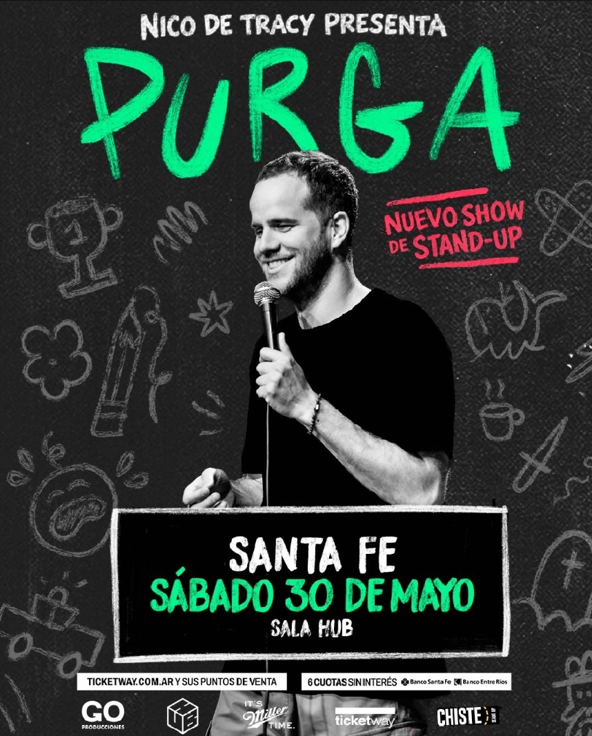 Nico de Tracy regresa a Santa Fe presentando "Purga", su nuevo unipersonal de stand up