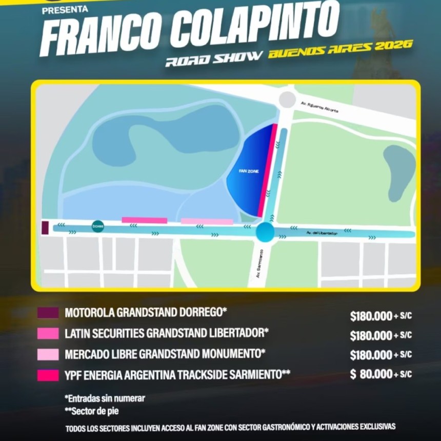 Cu&aacute;nto cuestan las entradas para la exhibici&oacute;n de Colapinto