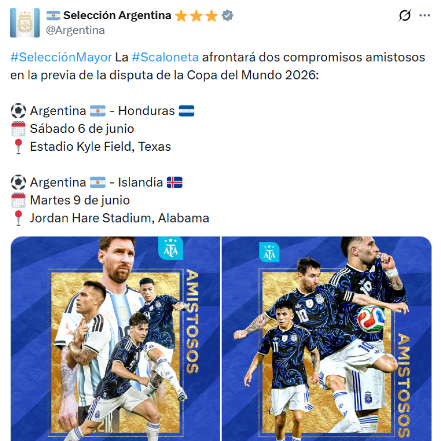 Argentina confirm&oacute; sus amistosos previos a la Copa del Mundo