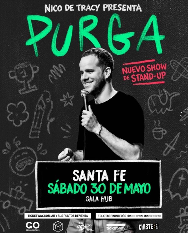 Nico de Tracy regresa a Santa Fe presentando "Purga", su nuevo unipersonal de stand up