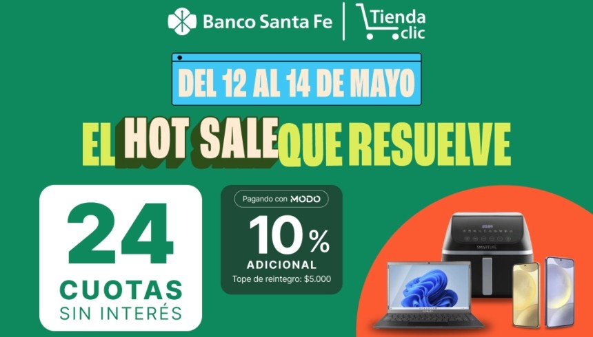 Hot Sale: Banco Santa Fe y Tienda Clic ofrecen hasta 24 cuotas sin interés en toda la tienda