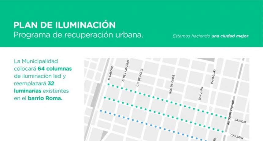 La Municipalidad colocar&aacute; 170 luminarias led nuevas en Roma y Fomento 9 de Julio