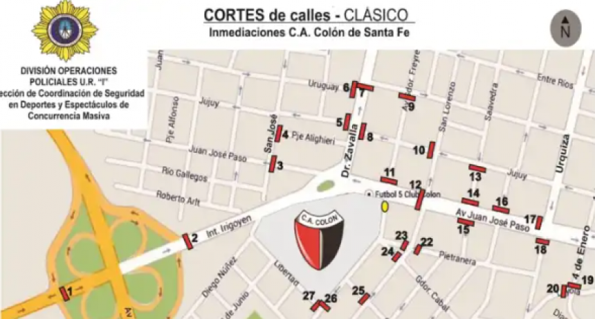 Mil policías y 27 cortes para custodiar el clásico santafesino