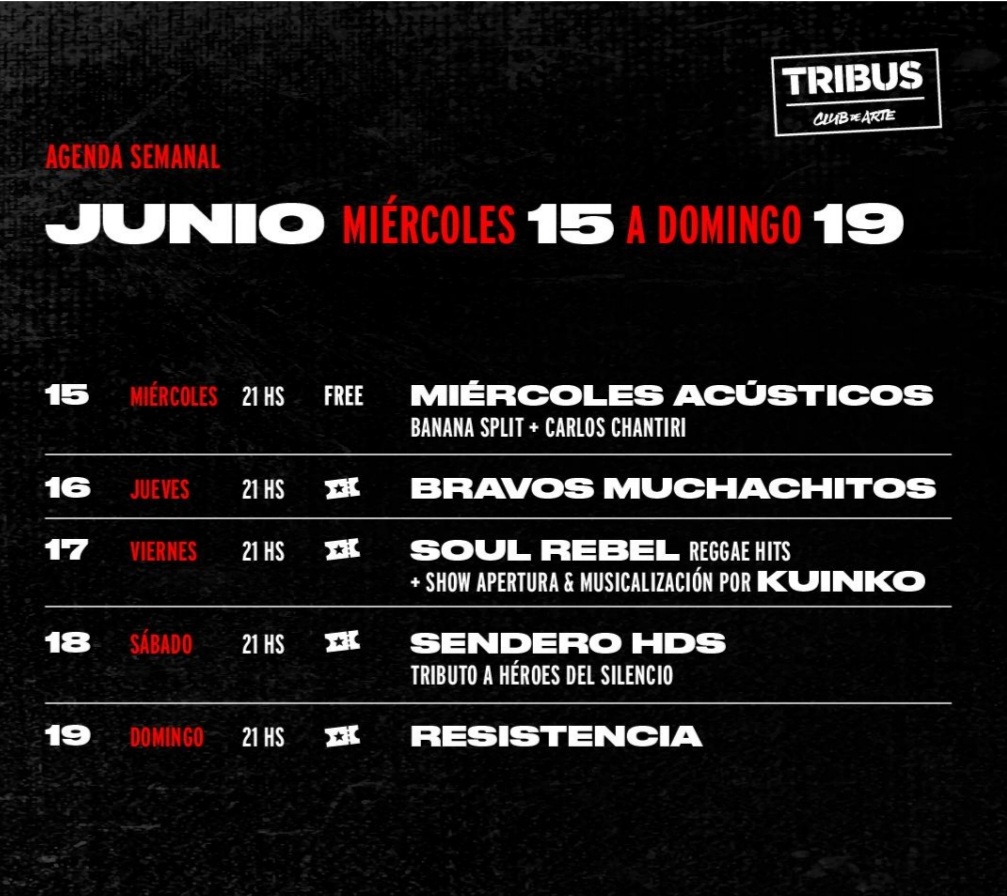 Agenda semanal en Tribus Club de Arte