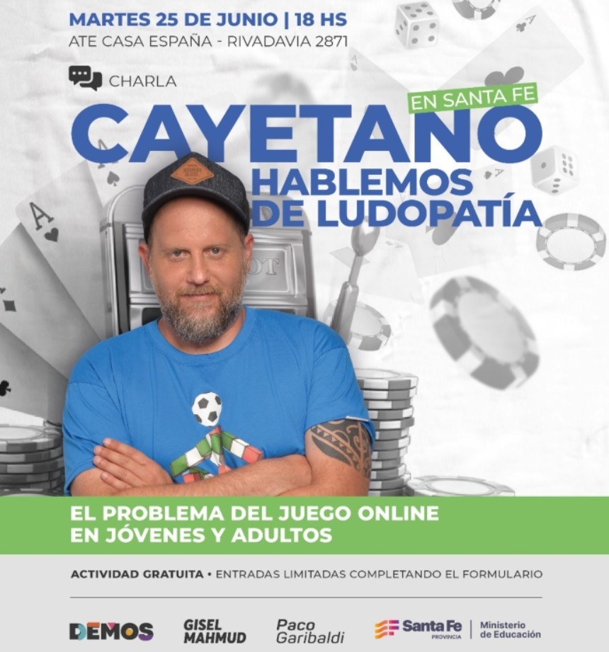 Cayetano, el reconocido periodista radial, estar&aacute; en Santa Fe contando su experiencia con la adicci&oacute;n a las apuestas