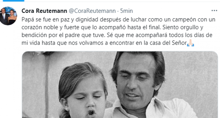 Fallecio Carlos Reuteman, la noticia la di&oacute; su hija Cora Reutemann 