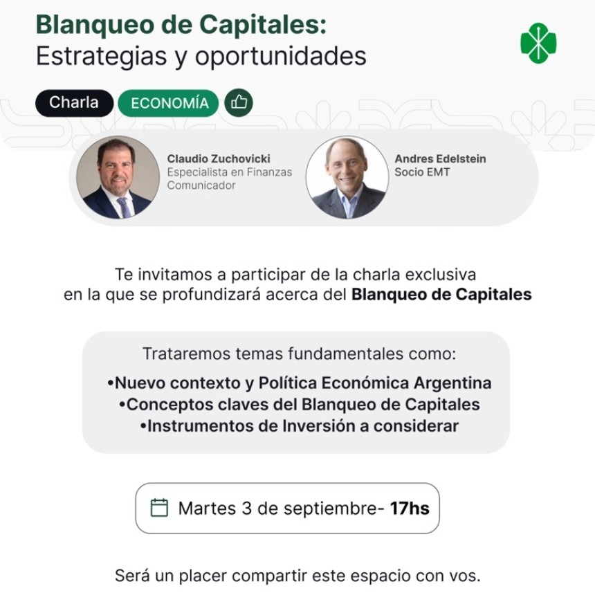 Banco Santa Fe invita a participar de la charla virtual de Zuchovicki y Edelstein sobre el Blanqueo de Capitales