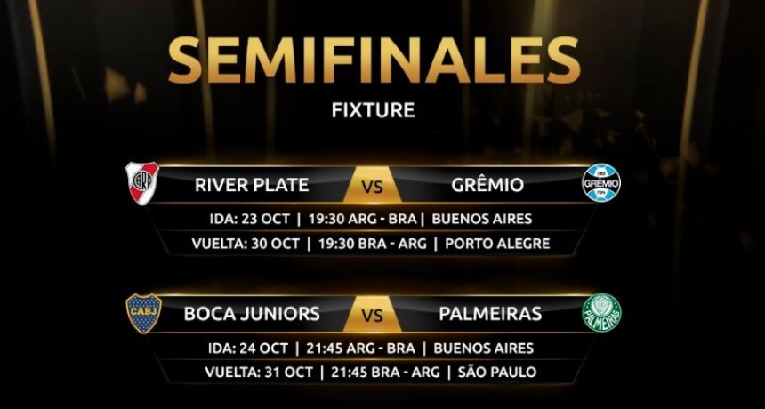 Se confirmaron los d&iacute;as y horarios de las semifinales de la Copa Libertadores