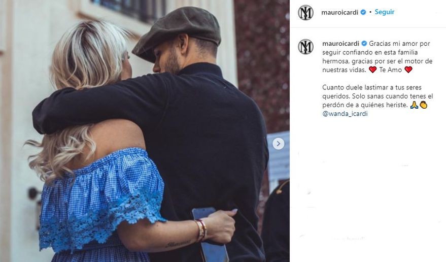 Mauro Icardi sorprendió con un romántico mensaje para Wanda Nara: Gracias por seguir confiando