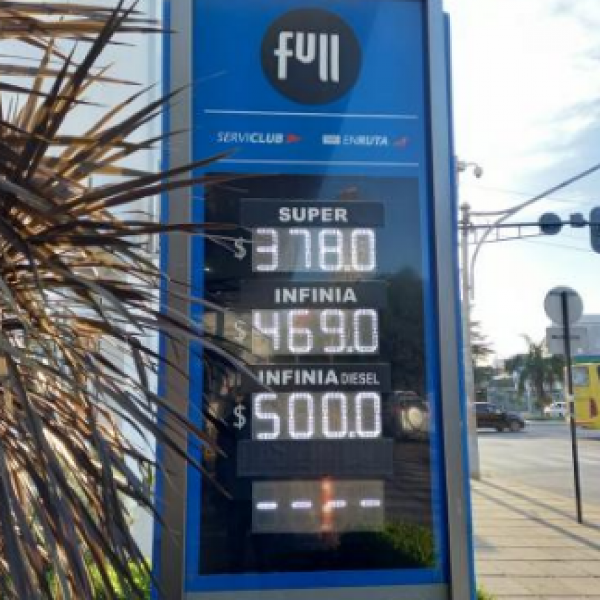 Aumento de combustibles: la nafta S&uacute;per cerca de los $400 y el Diesel supera los $500