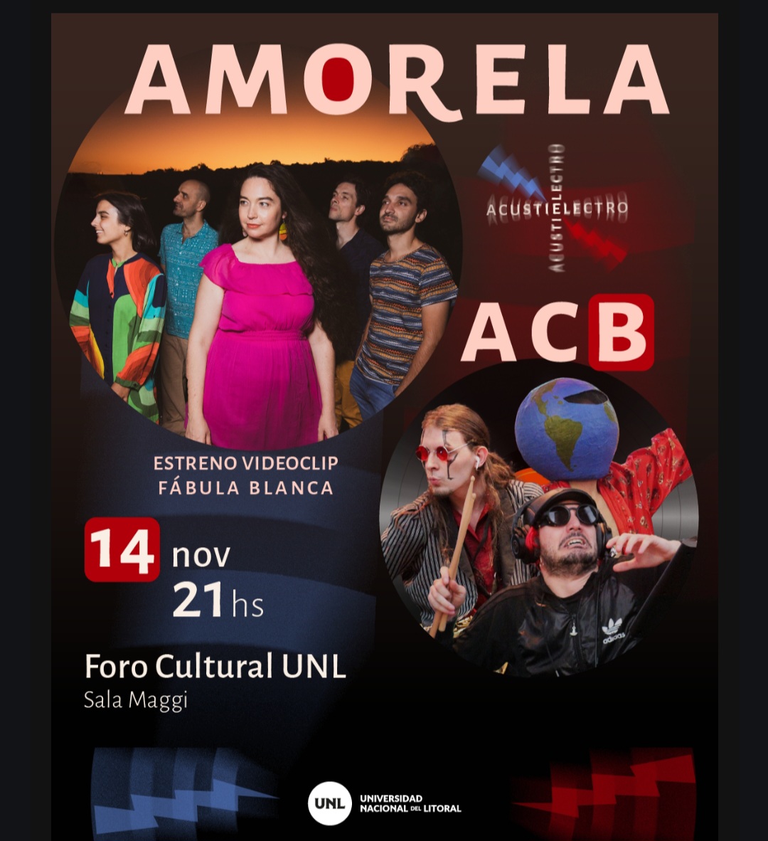 Noche Acustielectrico en el Foro Cultural con los shows de Amorela y ACB