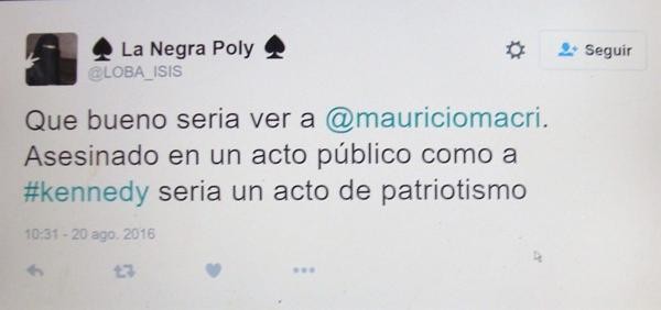 Detuvieron a un hombre que amenazó a Mauricio Macri por Twitter