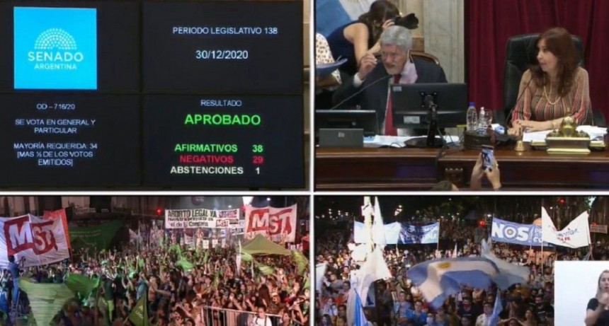 Hist&oacute;rico: el Senado sancion&oacute; la ley de interrupci&oacute;n voluntaria del embarazo